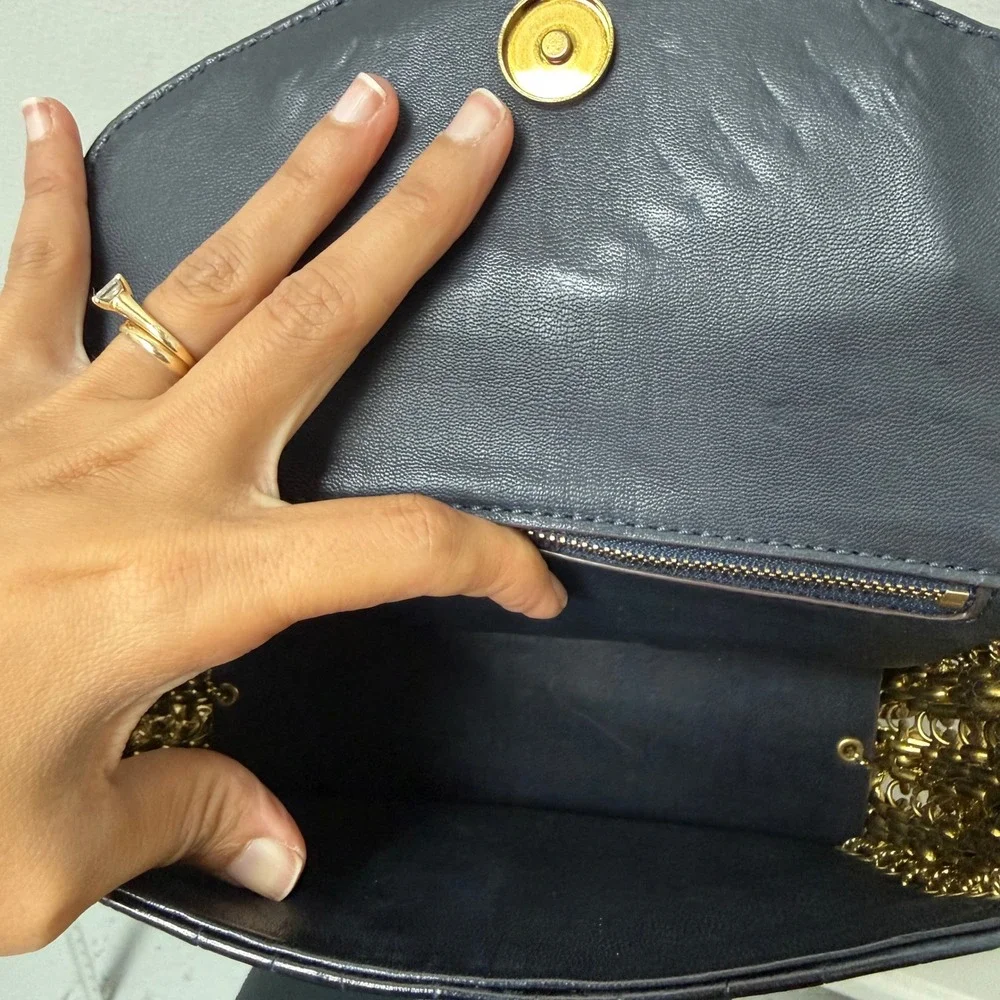 Tory Burch 2014 Fall Runway Alligator Skin Chain Shoulder Bag Sample Rare Blue
